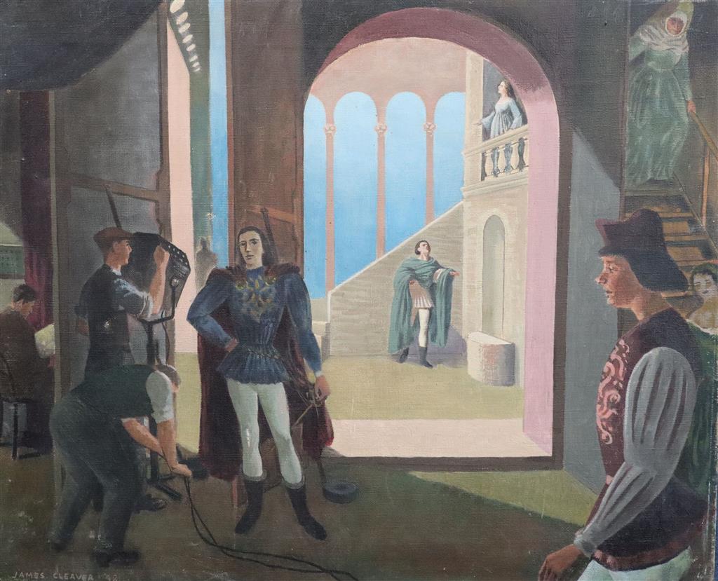 James Cleaver (1911-2003) Shakespearian actors preparing to go on televised stage 46 x 56cm., unframed